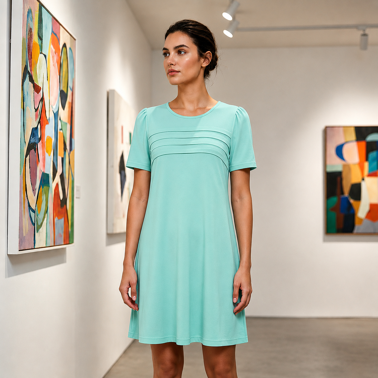 Women's Casual A-Line Midi Dress – Flowy Summer Comfort with Pockets