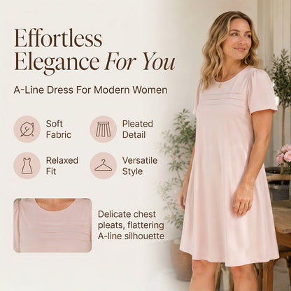 Women's Casual A-Line Midi Dress – Flowy Summer Comfort with Pockets