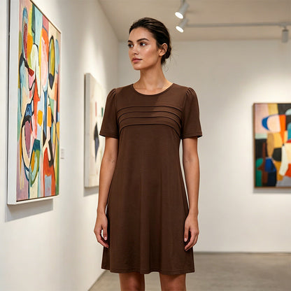 Women's Casual A-Line Midi Dress – Flowy Summer Comfort with Pockets